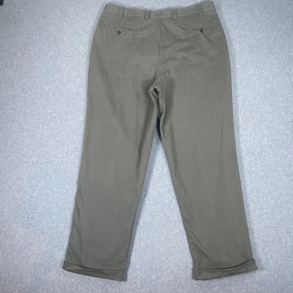 Lauren Ralph Lauren Dress Pants Mens 38x32 Olive Taupe Pleated Cuffed Cotton